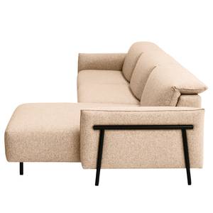 Hoekbank Ribigill Geweven stof Lark: Beige - Longchair vooraanzicht rechts