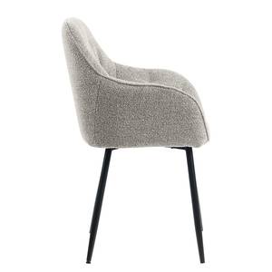Chaise à accoudoirs Tilly Velours / Métal - Noir - Tissu Bouclé Moena: Gris - 1 chaise
