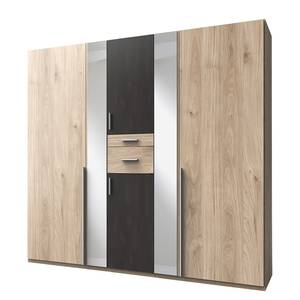 Drehtürenschrank Odessa Eiche Hell Dekor / Grau - Breite: 225 cm