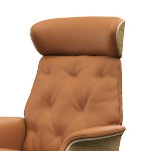 Fauteuil relax BLOMST Cuir Danbi: Cognac - Hauteur : 118 cm - Noir - Avec repose-pieds - Chêne