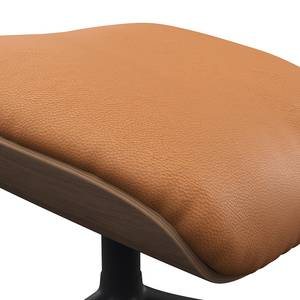 Relaxfauteuil BLOMST Leer Danbi: Cognac - Hoogte: 110 cm - Zwart - Met hocker - Notenboom