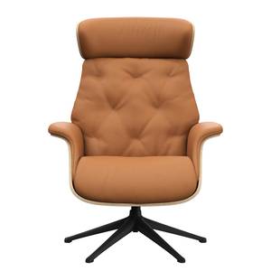 Relaxfauteuil BLOMST Leer Danbi: Cognac - Hoogte: 112 cm - Zwart - Met hocker - Eik