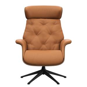 Fauteuil relax BLOMST Cuir Danbi: Cognac - Hauteur : 112 cm - Noir - Avec repose-pieds - Noyer