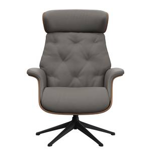 Relaxfauteuil BLOMST Leer Danbi: Bruin - Hoogte: 112 cm - Zwart - Met hocker - Notenboom