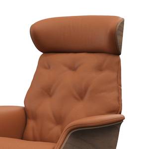 Fauteuil relax BLOMST Cuir Danbi: Marron châtaignier - Hauteur : 112 cm - Chrome brillant - Avec repose-pieds - Noyer