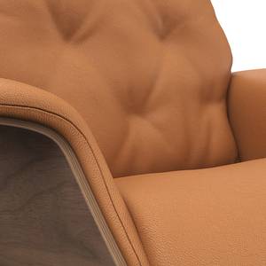 Fauteuil relax BLOMST Cuir Danbi: Cognac - Hauteur : 112 cm - Chrome brillant - Avec repose-pieds - Noyer