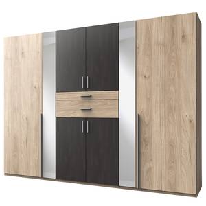 Draaideurkast Odessa Lichte eikenhouten look/grijs - Breedte: 270 cm