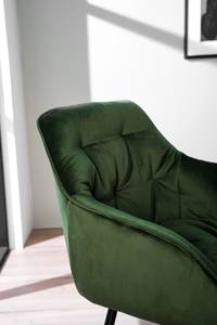 Chaise à accoudoirs TILLY Velours / Métal - Noir - Velours Vilda: Vert foncé - Lot de 2