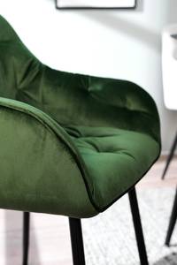 Chaise à accoudoirs TILLY Velours / Métal - Noir - Velours Vilda: Vert foncé - Lot de 2