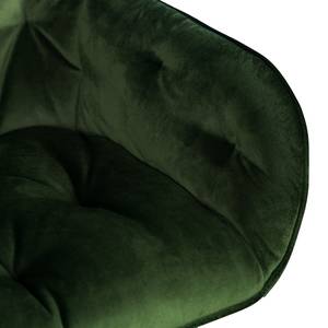 Chaise à accoudoirs TILLY Velours / Métal - Noir - Velours Vilda: Vert foncé - Lot de 2