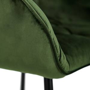 Chaise à accoudoirs TILLY Velours / Métal - Noir - Velours Vilda: Vert foncé - Lot de 2