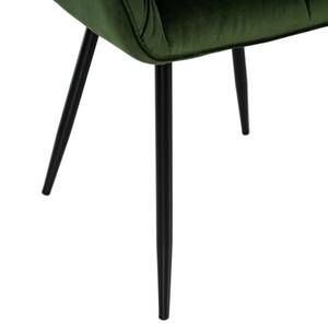 Chaise à accoudoirs TILLY Velours / Métal - Noir - Velours Vilda: Vert foncé - Lot de 2