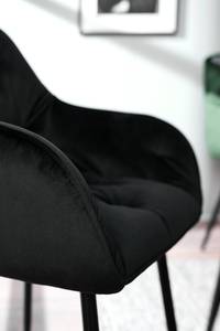Chaise à accoudoirs TILLY Velours / Métal - Noir - Velours Vilda: Noir - Lot de 2