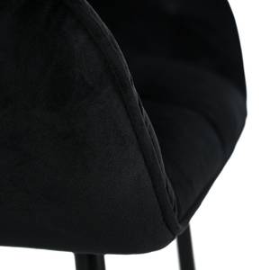 Chaise à accoudoirs TILLY Velours / Métal - Noir - Velours Vilda: Noir - Lot de 2
