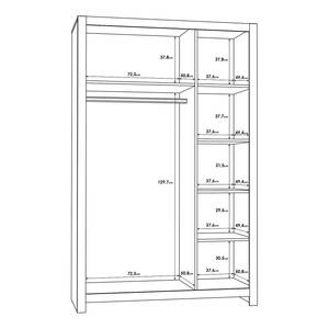 Drehtürenschrank Diffou Eiche Riviera Dekor - Breite: 115 cm