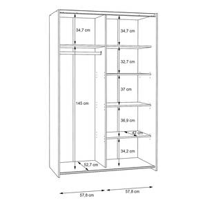 Schwebetürenschrank Potine Eiche Sonoma Dekor / Weiß