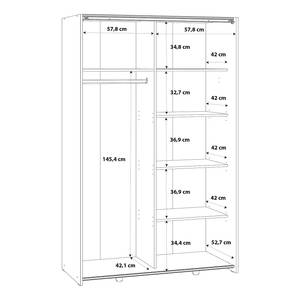 Schwebetürenschrank Potine Eiche Artisan Dekor / Weiß