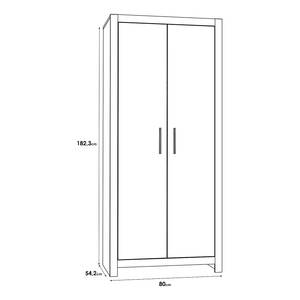 Armoire à portes battantes Diffou Imitation chêne de Riviera - Largeur : 80 cm