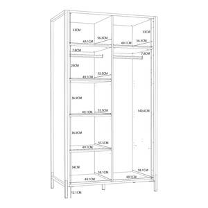 Drehtürenschrank Shenbu Eiche Rustikal Dekor / Schwarz