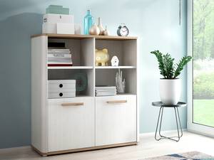 Open kast Lannec 110 cm witte eikenhouten look/donkere eikenhouten look