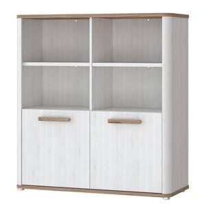 Open kast Lannec 110 cm witte eikenhouten look/donkere eikenhouten look