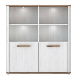 Open kast Lannec 110 cm witte eikenhouten look/donkere eikenhouten look