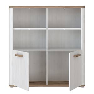 Open kast Lannec 110 cm witte eikenhouten look/donkere eikenhouten look