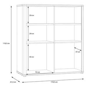 Open kast Lannec 110 cm witte eikenhouten look/donkere eikenhouten look