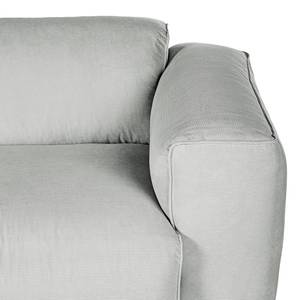 Canapé d’angle HUDSON avec méridienne XL Velours côtelé Snor: Gris - Méridienne courte à gauche (vue de face)