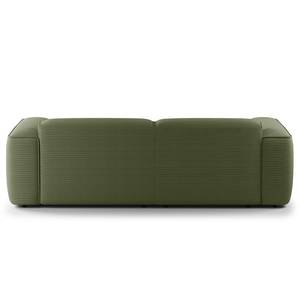 Ecksofa HUDSON mit XL-Longchair Cordstoff Snor: Grün - Longchair davorstehend links