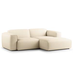 Hoekbank HUDSON met XL-chaise longue Corduroy Snor: Beige - Longchair vooraanzicht rechts