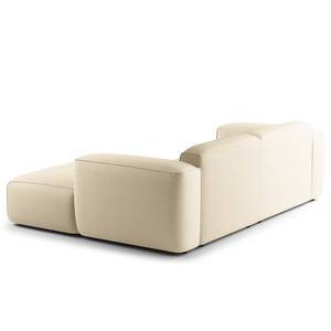 Ecksofa HUDSON mit XL-Longchair Cordstoff Snor: Beige - Longchair davorstehend rechts