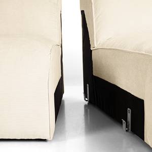 Ecksofa HUDSON mit XL-Longchair Cordstoff Snor: Beige - Longchair davorstehend rechts