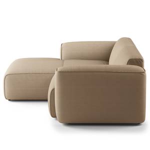 Ecksofa HUDSON mit XL-Longchair Cordstoff Snor: Taupe - Longchair davorstehend links