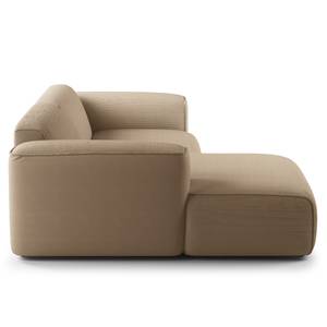 Ecksofa HUDSON mit XL-Longchair Cordstoff Snor: Taupe - Longchair davorstehend links