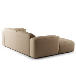 Ecksofa HUDSON mit XL-Longchair Cordstoff Snor: Taupe - Longchair davorstehend links