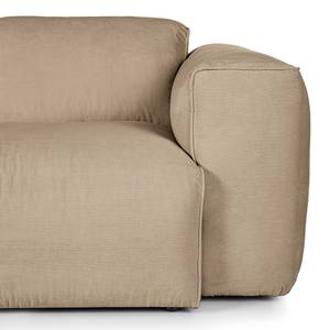 Ecksofa HUDSON mit XL-Longchair Cordstoff Snor: Taupe - Longchair davorstehend links