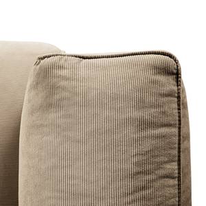 Ecksofa HUDSON mit XL-Longchair Cordstoff Snor: Taupe - Longchair davorstehend links