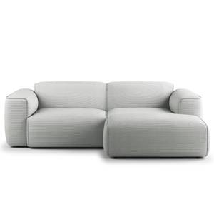 Hoekbank HUDSON met XL-chaise longue Corduroy Snor: Grijs - Longchair vooraanzicht rechts