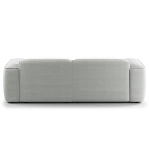 Ecksofa HUDSON mit XL-Longchair Cordstoff Snor: Grau - Longchair davorstehend rechts