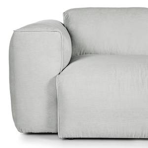 Ecksofa HUDSON mit XL-Longchair Cordstoff Snor: Grau - Longchair davorstehend rechts