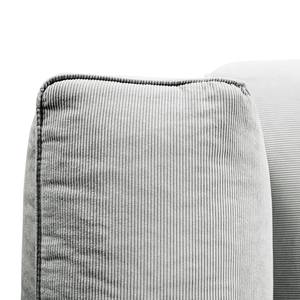 Ecksofa HUDSON mit XL-Longchair Cordstoff Snor: Grau - Longchair davorstehend rechts