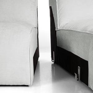 Ecksofa HUDSON mit XL-Longchair Cordstoff Snor: Grau - Longchair davorstehend rechts