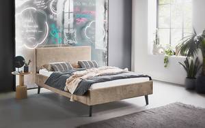 Gestoffeerd bed Avola Corduroy Poppy: Taupe - 140 x 200cm