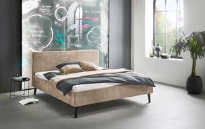 Gestoffeerd bed Avola Corduroy Poppy: Taupe - 180 x 200cm