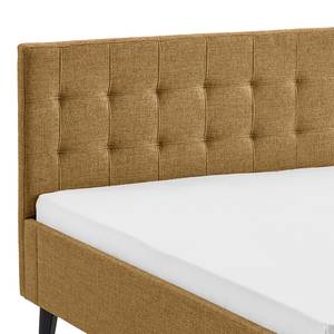 Letto imbottito Empire Tessuto strutturato Luela: ocra - 140 x 200cm