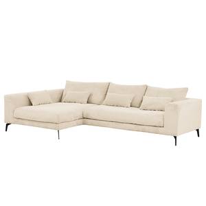 Ecksofa Norlick Cordstoff Lola: Creme - Longchair davorstehend links