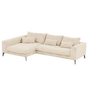 Ecksofa Norlick Cordstoff Lola: Creme - Longchair davorstehend links