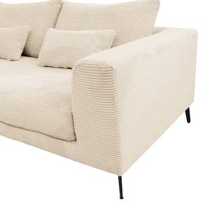 Ecksofa Norlick Cordstoff Lola: Creme - Longchair davorstehend links