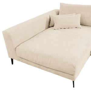 Ecksofa Norlick Cordstoff Lola: Creme - Longchair davorstehend links